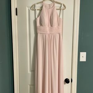 Full length pale pink formal dress